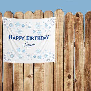 Banner de cumpleaños personalizado: tema de copo de nieve de invierno congelado imagen 4