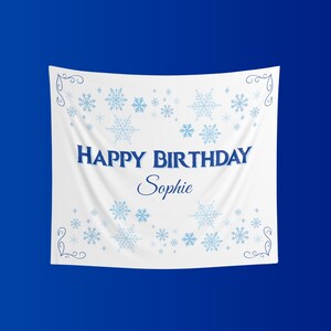 Banner de cumpleaños personalizado: tema de copo de nieve de invierno congelado imagen 8