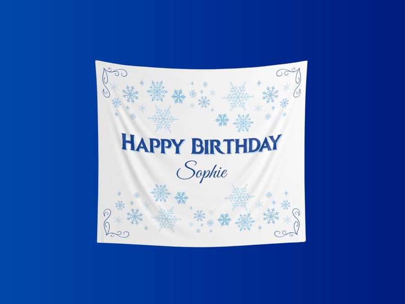 Banner de cumpleaños personalizado: tema de copo de nieve de invierno congelado imagen 8