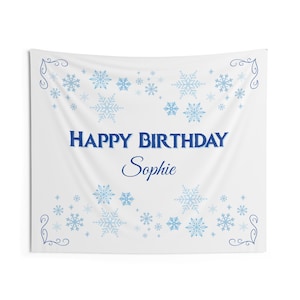 Banner de cumpleaños personalizado: tema de copo de nieve de invierno congelado imagen 1