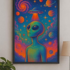 Psychedelic Alien Wall Art