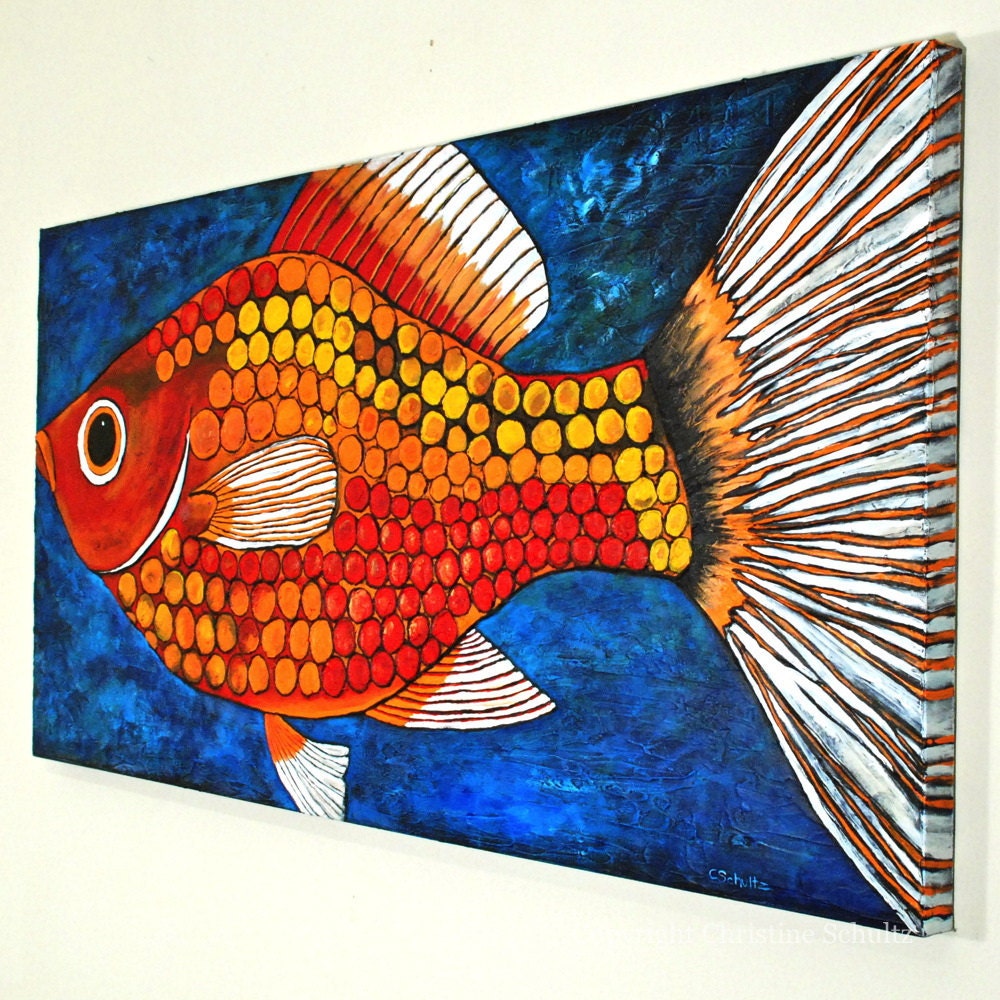 Fish Painting Fine Art on Canvas Etsy