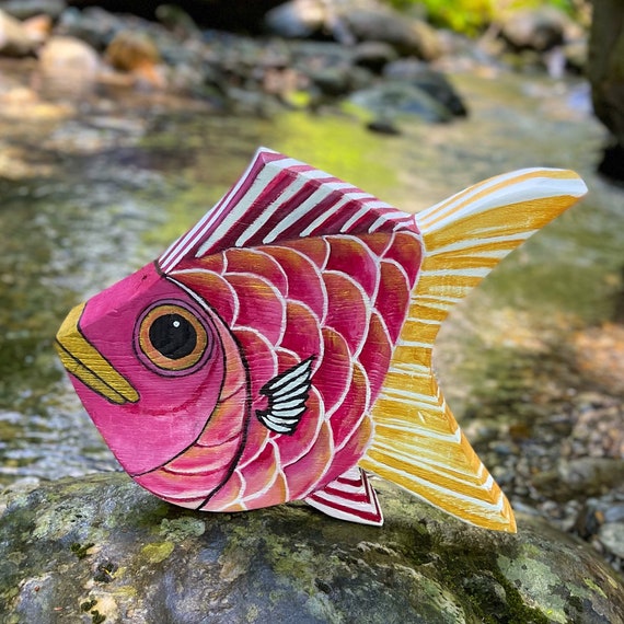 Burgundy Fish Art Painted on Reclaimed Wood -  Canada