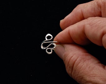 Swirl Shaped Sterling Silver Ring Handmade for Her