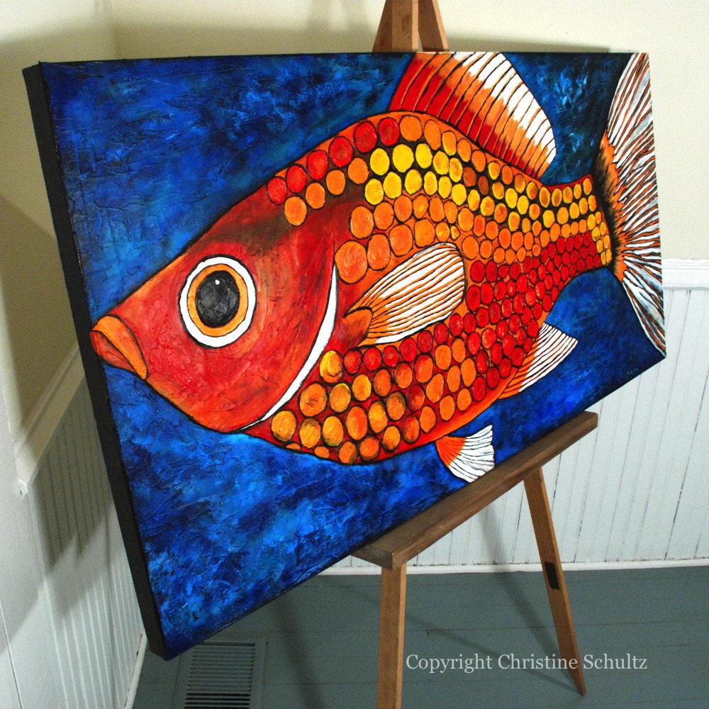 Fish Painting Fine Art on Canvas | Etsy