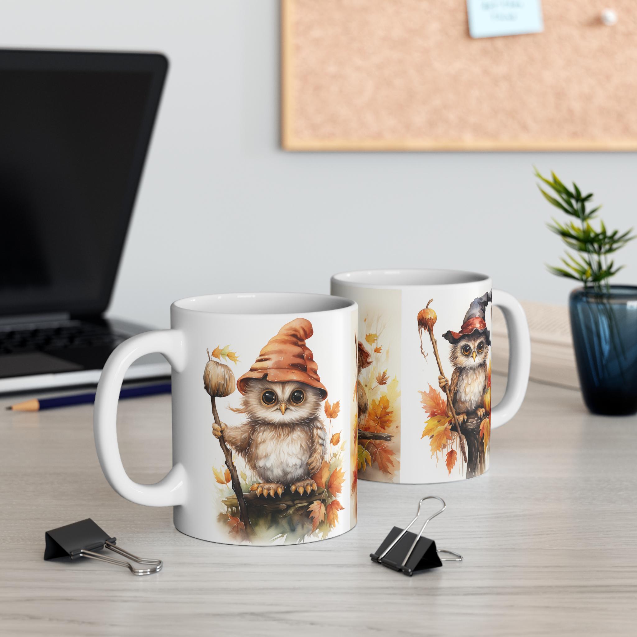 Autumn Owl Mug, Cute Fall Coffee Cup, Cozy Beverage Mug, Owl Lover Gift, Seasonal Drinkware