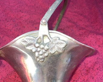 Solid brass basket swing handle grapes Vintage