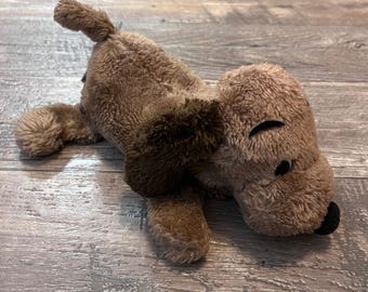 Vintage 1973 R Dakin Co Brown Floppy Dog Plush Nutshell Stuffed Animal 10 Inch