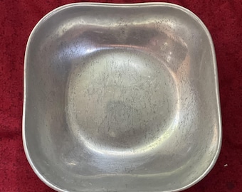 Vintage 9" RPW Wilton Columbia PA Pewter Square Bowl with Rounded Edges