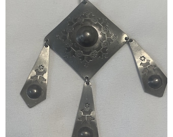 Vintage Rolf Buodd Norsk Pewter Pendant Modernist Norwegian Signed