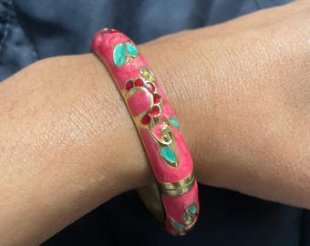Vintage Emaille Armreif Armband-Armband-Armband-Armband-Armband-Armband-Armband-Armband-Blumen-Design