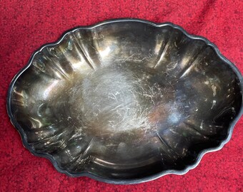 Vintage Silver Plated Decorative Scalloped Serving Tray Gorham 10x7"