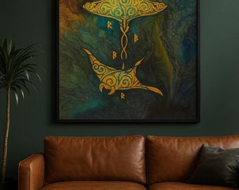 Runes of the Deep Art Print, Spiritual Home Decor