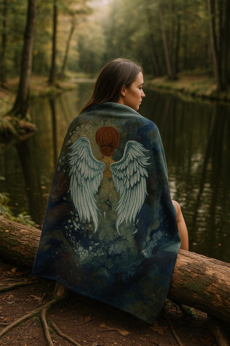 Angelic Velveteen Plush Blanket - Whispers on Canvas - Cozy Throw image 1