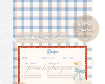 Country Goose Recipe Card Digital/Printable