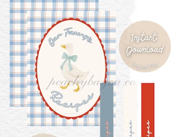 Country Goose Recipe Binder Covers / Digital / Printable