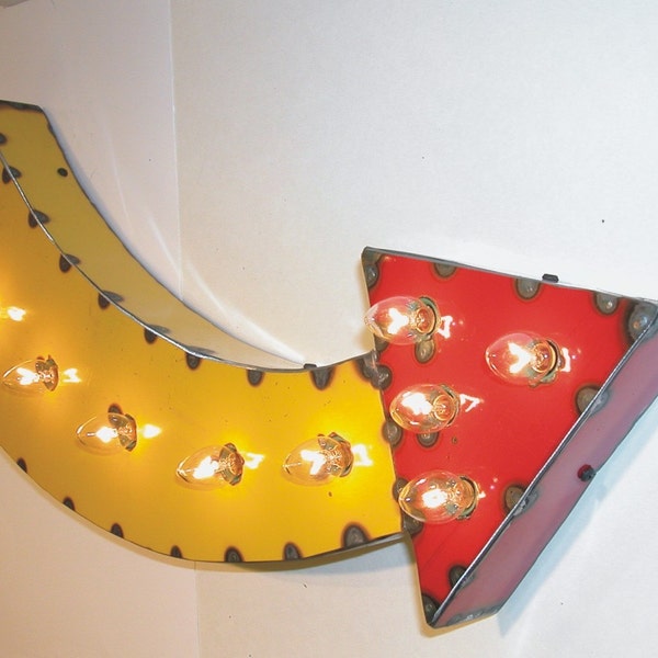 Yellow Arrow Vintage Industrial Metal Sign Letters & Lights