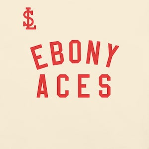 May include: Cream-coloured background with red text and a dollar sign. The words "EBONY ACES" are displayed in a bold, blocky font. The dollar sign is in the upper left corner.