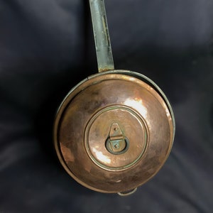 Antique Long Handle Copper Pan With Lid
