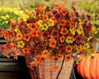 12 pcs Artificial Outdoor Autumn Bouquet: UV Protected Fadeless Mixed Flowers