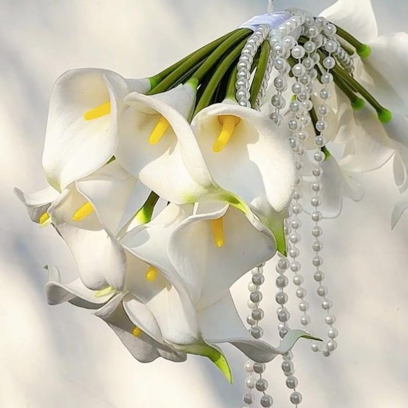 Calla Lily Bridal Bag with Pearl Cascade image 3