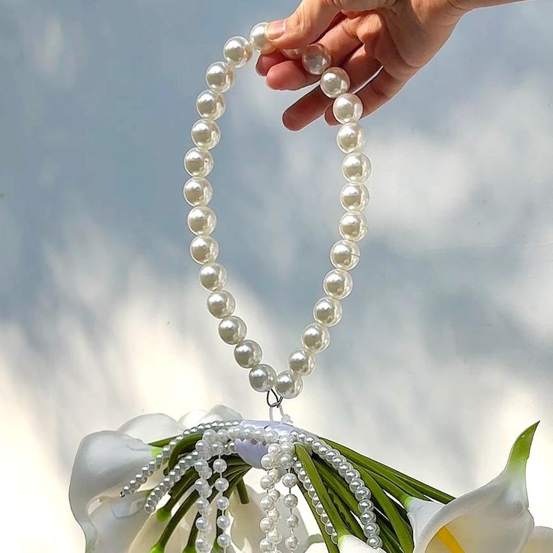 Calla Lily Bridal Bag with Pearl Cascade image 12