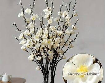 Artificial White Plum Blossom Branches – Elegant Faux Floral Stems