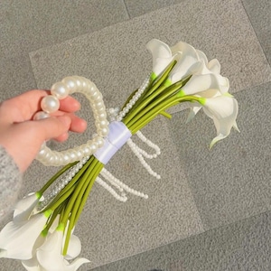 Calla Lily Bridal Bag with Pearl Cascade image 5
