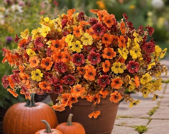 Flores artificiales para exteriores con protección UV: Ramo mixto de otoño de 12 piezas.