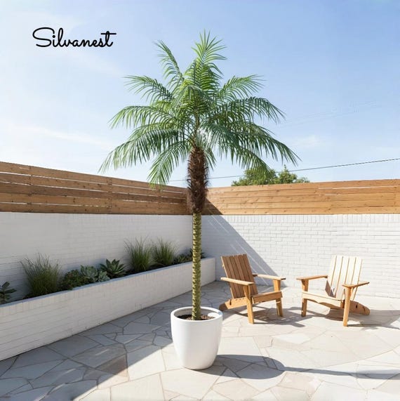 8FT Artificial Palm Tree, Realistic Faux Tropical Indoor Tree, Plant Only, Pot Not Included