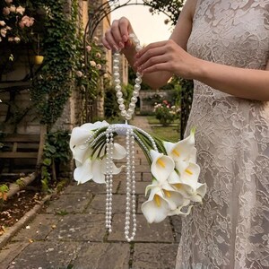 Calla Lily Bridal Bag with Pearl Cascade image 9