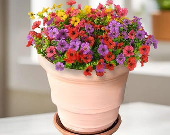 12 Bundles Artificial Outdoor Flowers, UV Resistant Mixed Color Faux Plants for Porch Planters