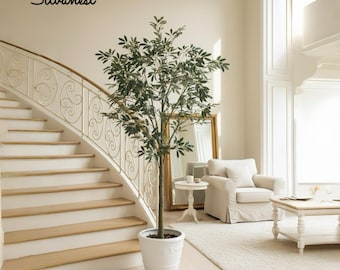 7FT Faux Silk Olive Tree - Bendable Branches, Home & Office Decor