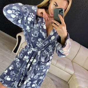 Women’s Bathrobe with Hood  Soft Fluffy Robe  Winter Loungewear  Perfect Gift for Her