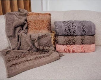 Ensemble de serviettes de luxe en coton : serviettes de bain et de toilette absorbantes douces