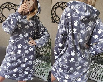 Women’s Tunic Hoodie Dress with Pockets | Casual Long Sweatshirt | Oversized Tunic S-M / L-XL