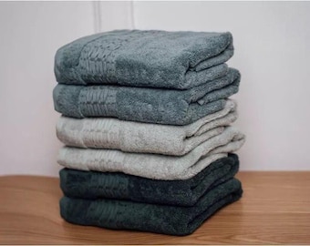 Green Cotton Towel Set: 6-Piece Soft Absorbent Bath & Face Towels