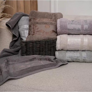 Luxury Bamboo Cotton Bath Towel Set - Soft & Absorbent - 6 Piece