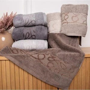 Luxury Cotton Towel Set – Soft Absorbent Bath  Face Towels – Elegant Bathroom Gift