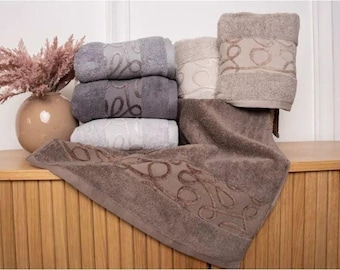 Ensemble de serviettes de luxe en coton - Draps de bain doux et absorbants - Cadeau de salle de bain élégant