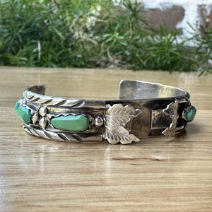 Zuni Wayne Cheama Cuff Watch Band Sterling Silver Turquoise Signed 19.5g Sz 5.5