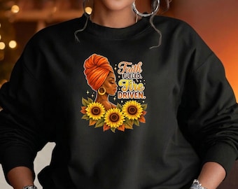 Sudadera "Fe impulsada por el fuego", cita cristiana inspiradora, sudadera floral