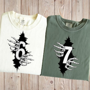 6 & 7 Couple Shirt Design PNG – Creepy Hands Ripped Hole Meme, Matching Halloween Digital Download