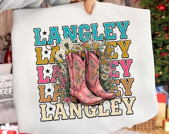 Langley PNG: Vintage klassiskt namn retro typografi, personligt efternamn design png (digital nedladdning)