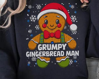 Grumpy Pepparkaksgubben PNG: Rolig matchande julkaka, söt julfigur png (digital nedladdning)