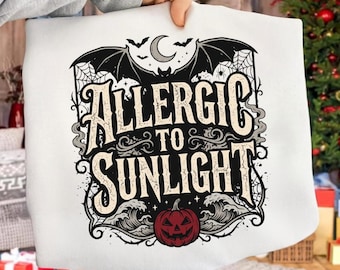 Allergisk mot solljus PNG: Gotisk vampyr rolig Halloween-humor, kuslig mörk estetik png (digital nedladdning)