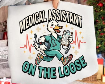 Medicinsk assistent på fri fot PNG: Rolig anka, hälsovårdshumor, söt sjukhusarbetare png (digital nedladdning)