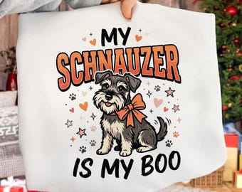 Min schnauzer är min boo PNG: Halloween-hundägare, söt läskig schnauzer png, design för husdjursälskare (digital nedladdning)