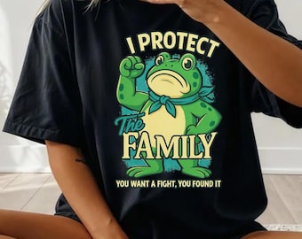 Protect The Family Frog PNG: Funny Cartoon Design (Digital Download)