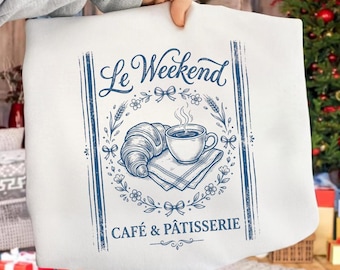 Le Weekend Le Croissant PNG: Franskt kaffe, café och konditori, mysig parisisk frukost png (digital nedladdning)